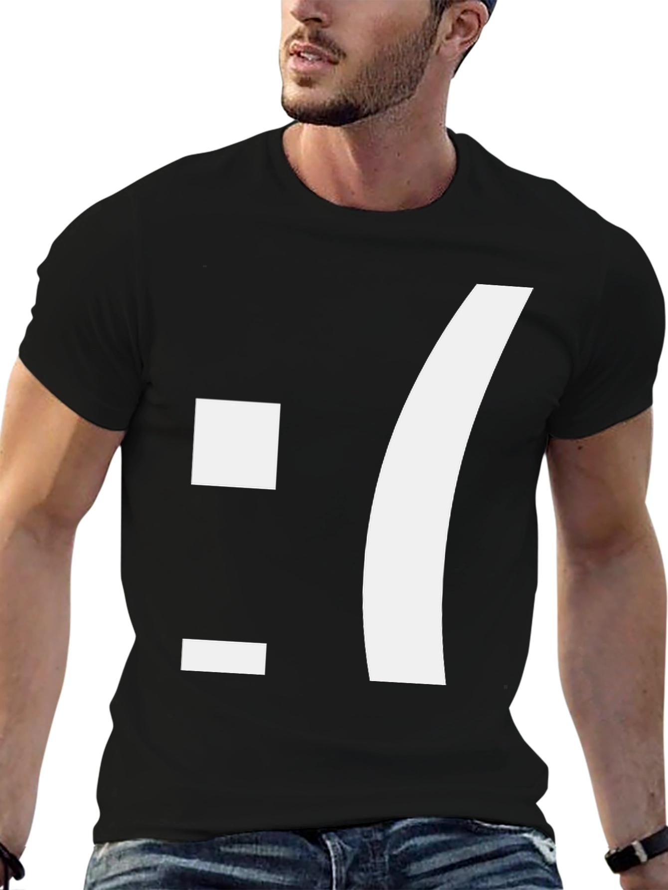 Sad Emoticon T-Shirt - Black