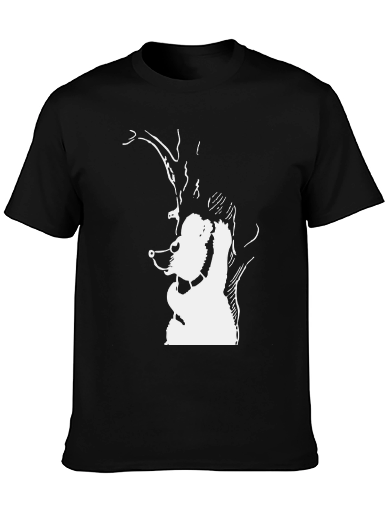 Abstract Bear Graphic Tee - Black Cotton Blend Shirt