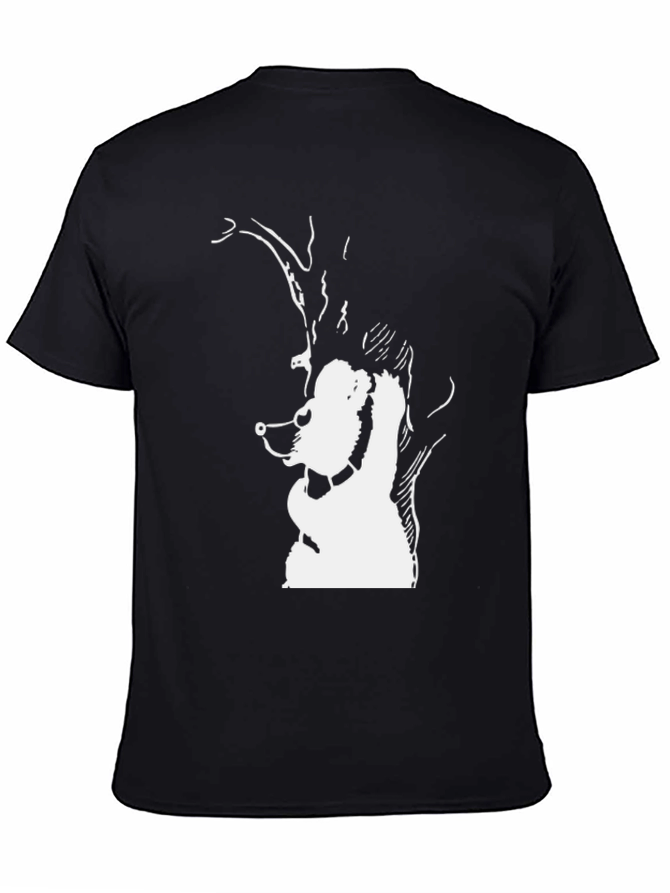 Abstract Bear Graphic Tee - Black Cotton Blend Shirt