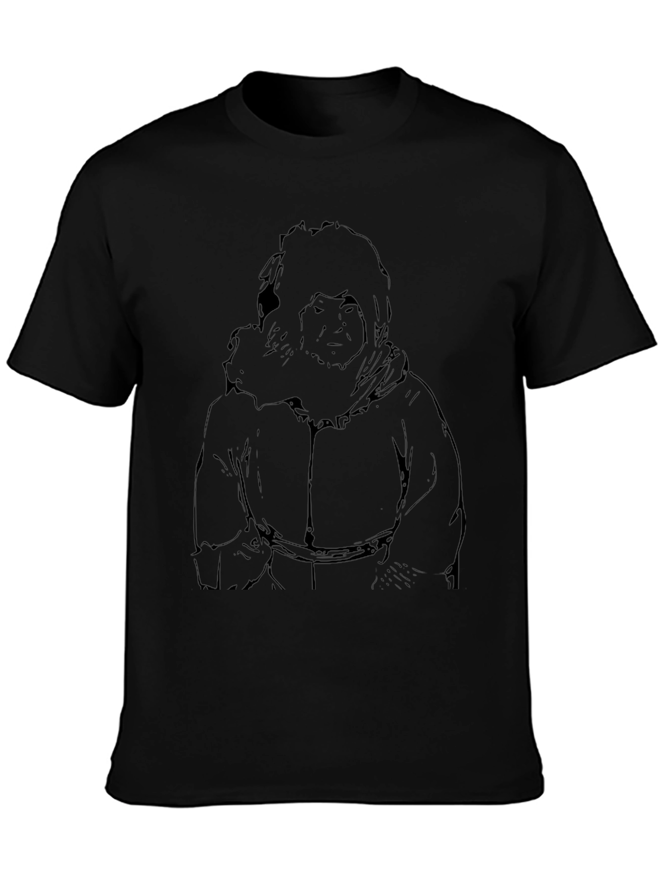 Black T-Shirt with Illustrated Eskimo Graphic