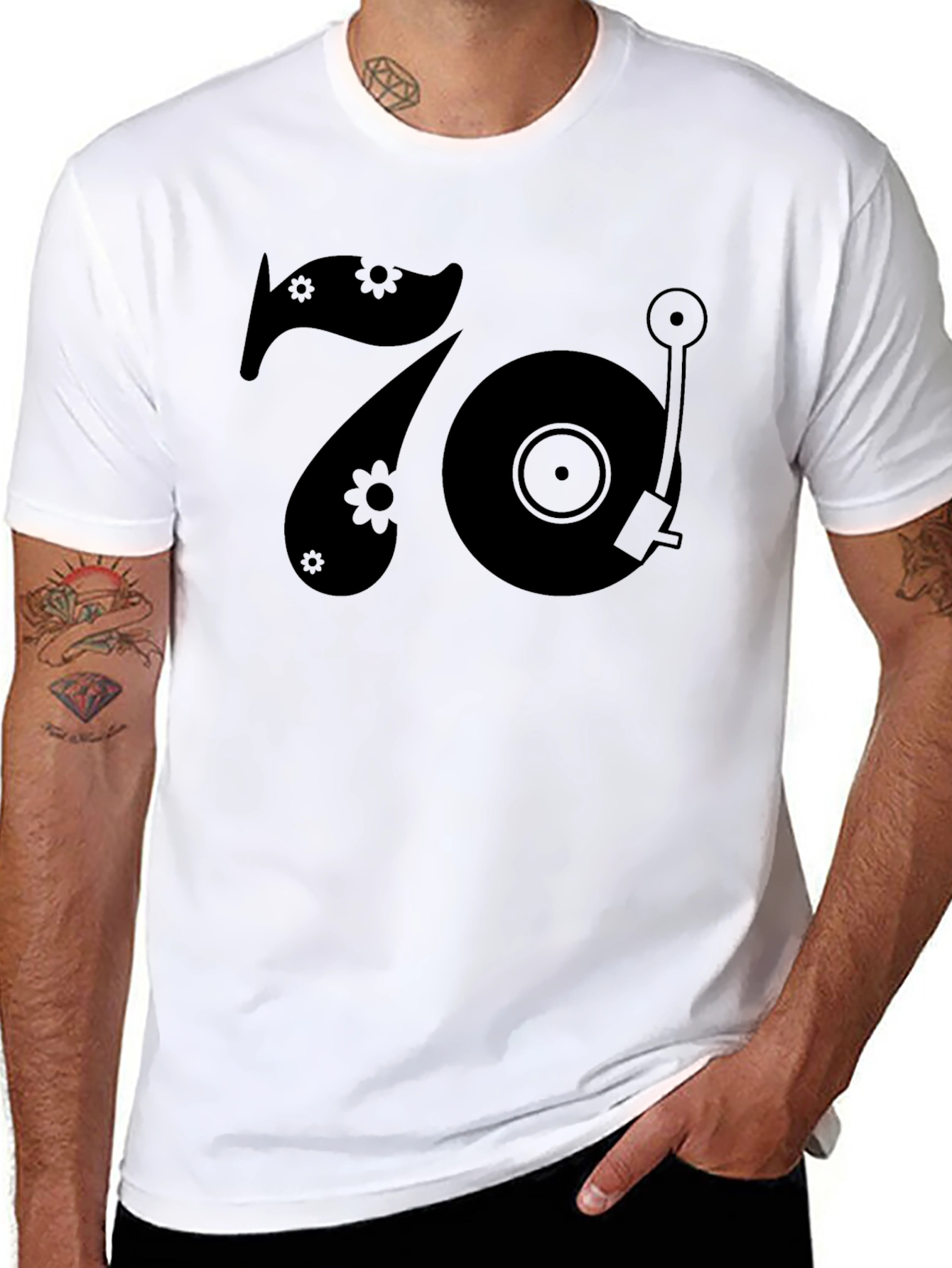 Retro 70s Style Turntable Graphic T-Shirt