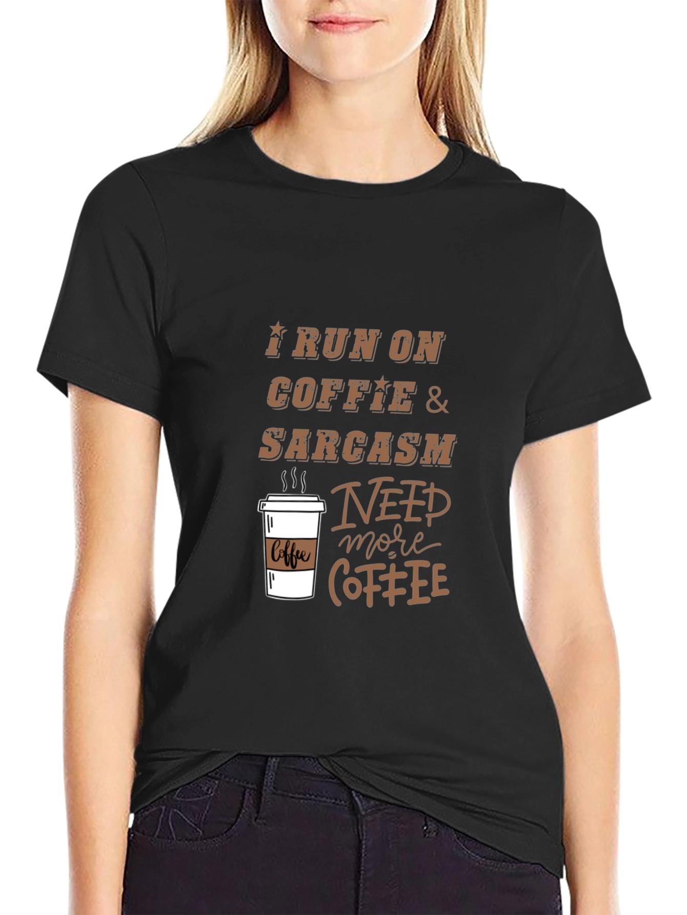 Coffee & Sarcasm Graphic Tee - Mens Black T-Shirt