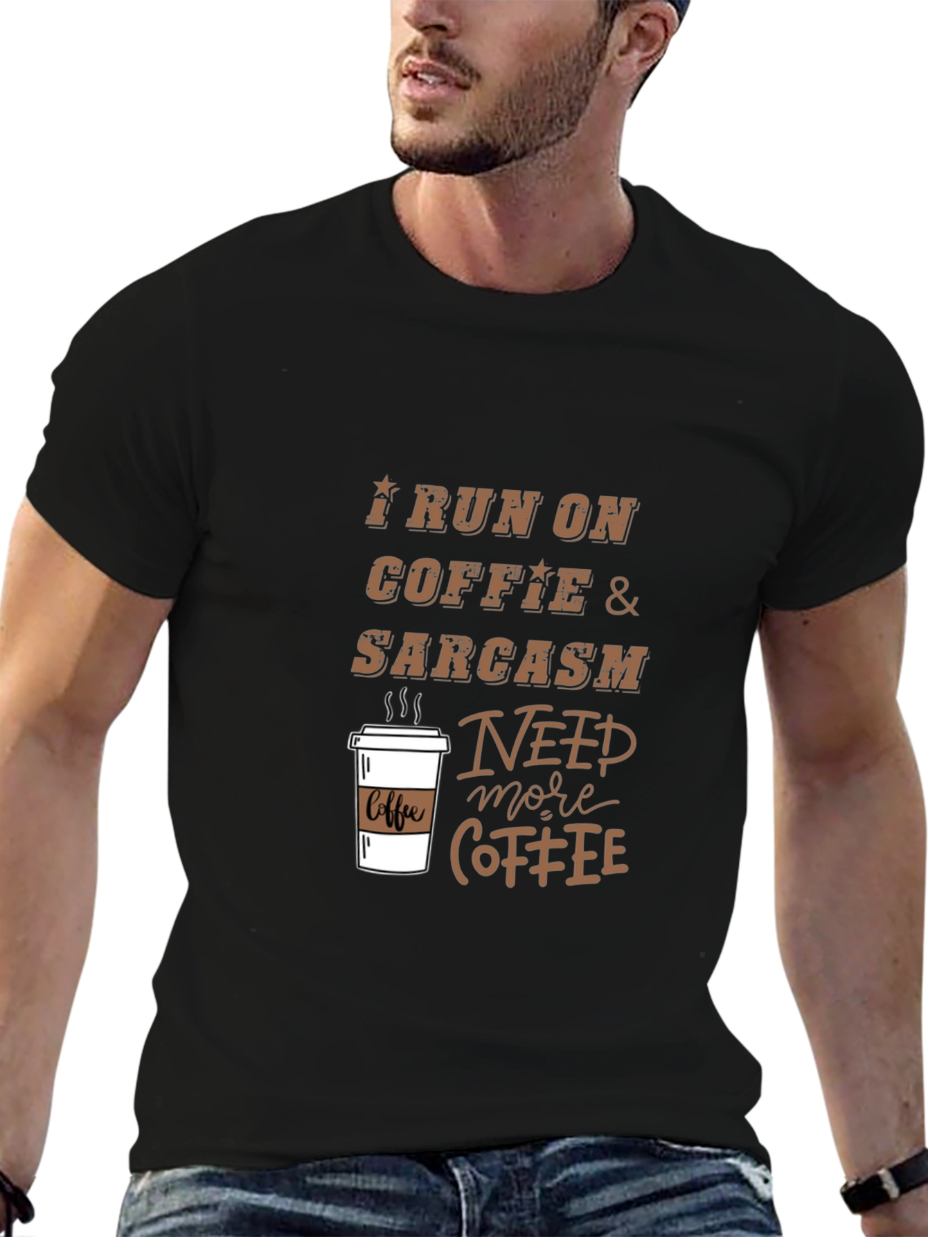 Coffee & Sarcasm Graphic Tee - Mens Black T-Shirt