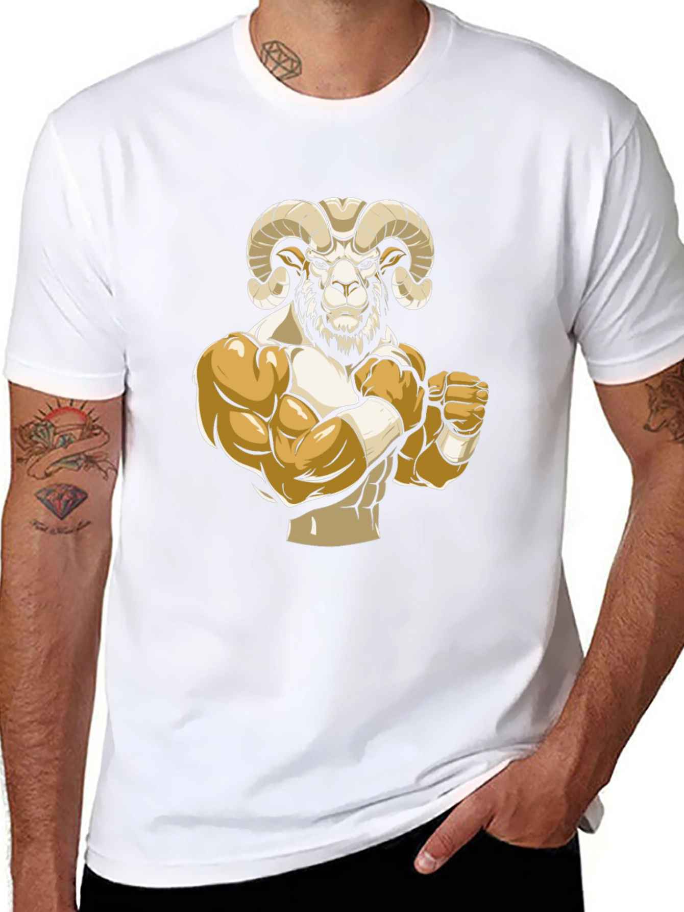 Black T-Shirt with Ram Mascot Graphic