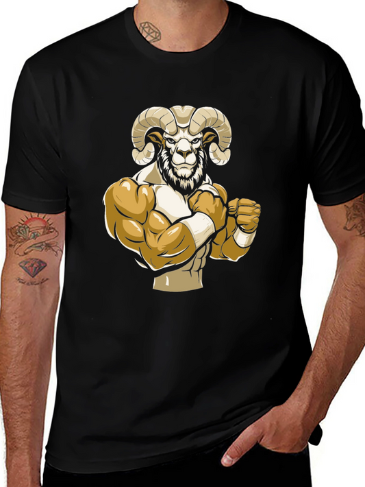 Black T-Shirt with Ram Mascot Graphic