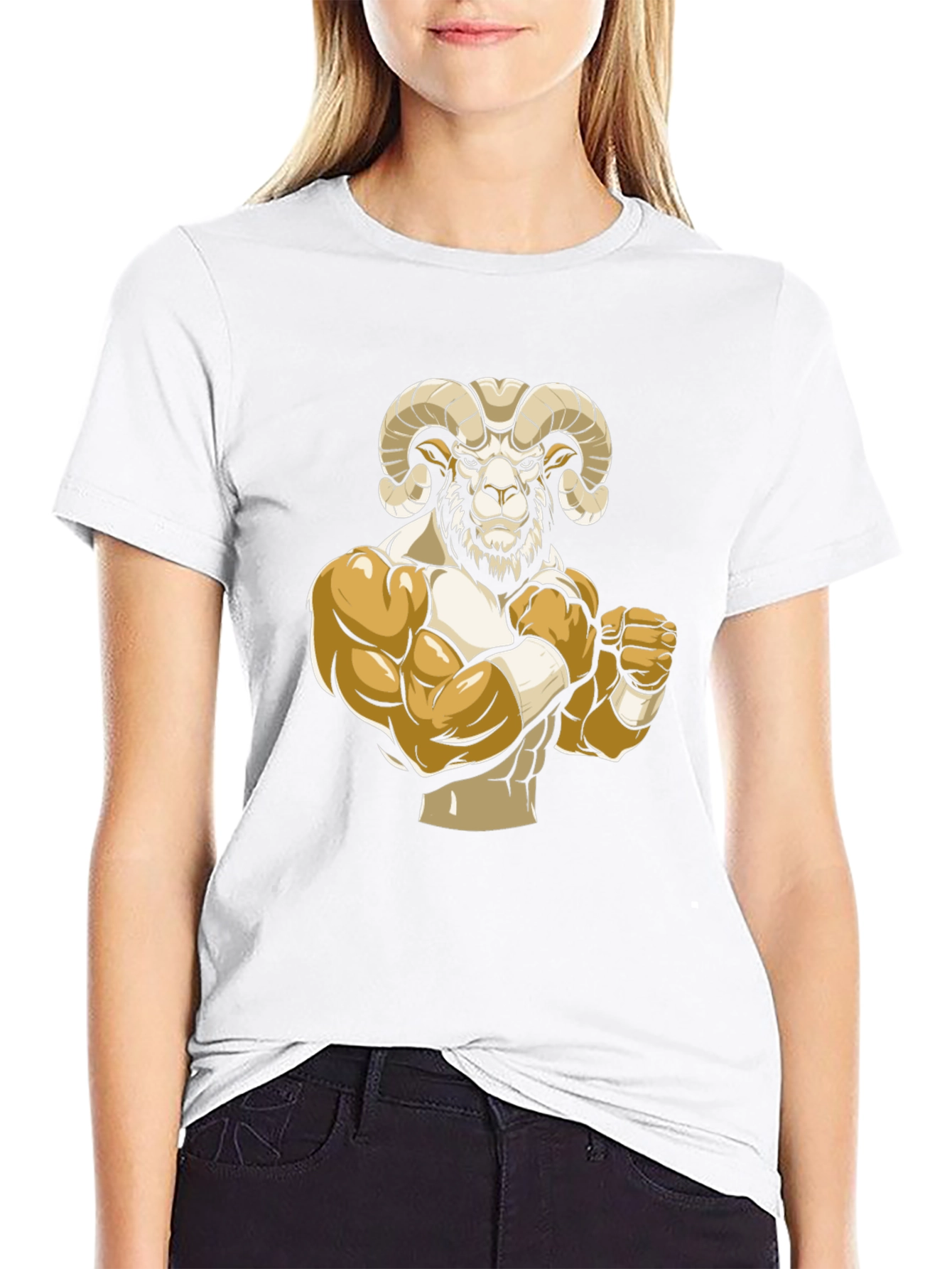 Black T-Shirt with Ram Mascot Graphic