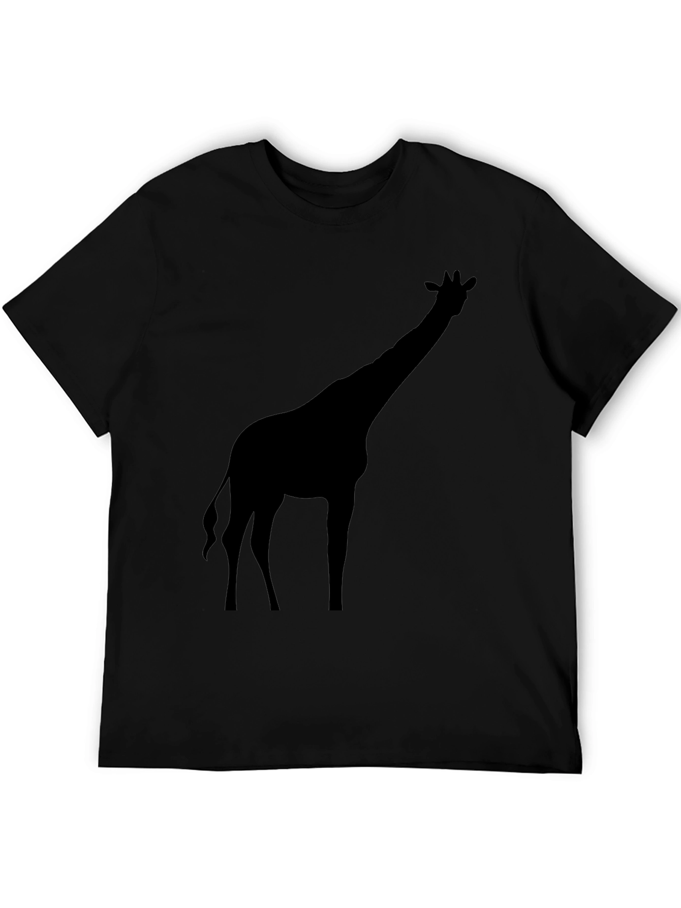 Giraffe Silhouette Graphic Tee - Black Cotton T-Shirt