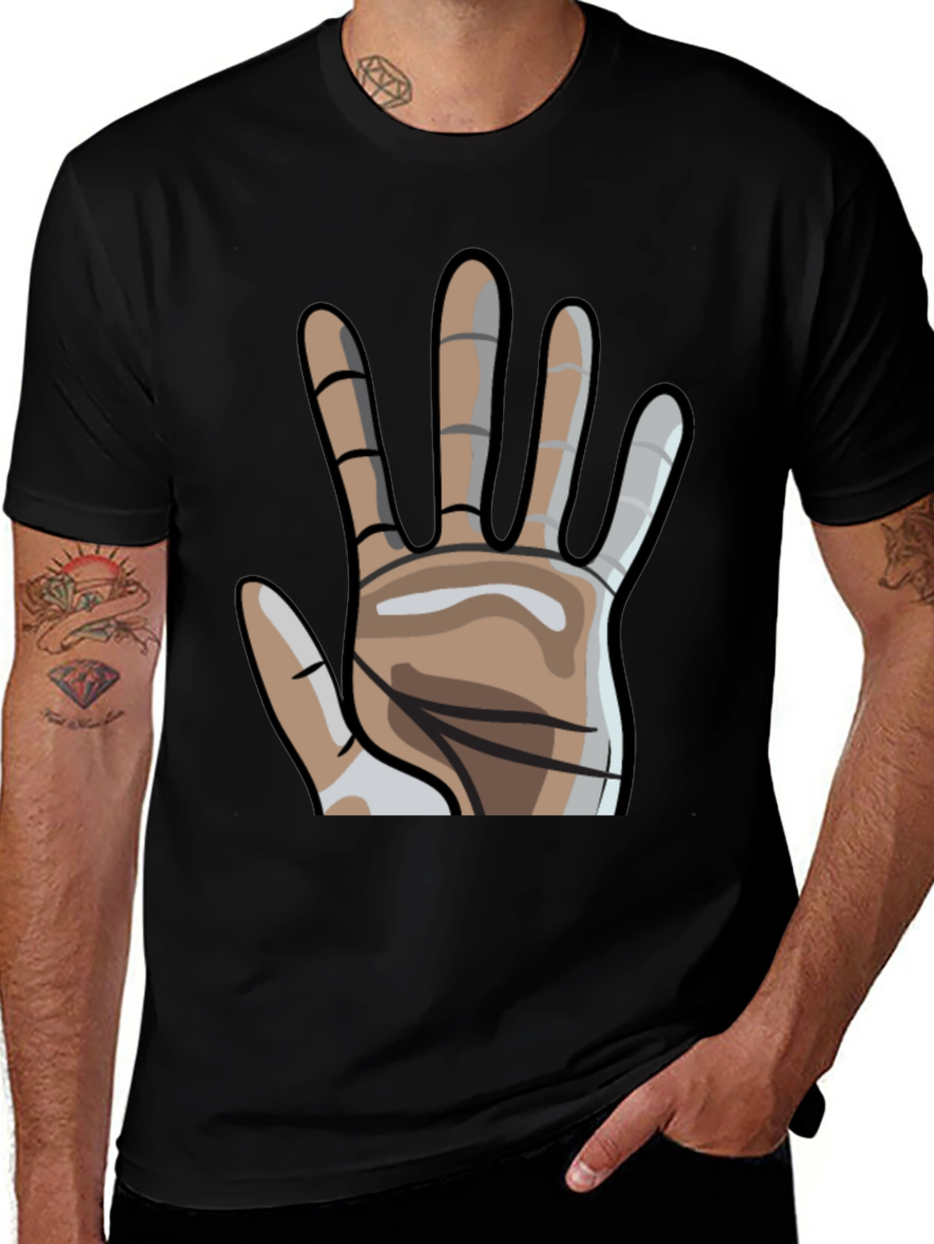 Graphic Hand Print Crew Neck T-Shirt
