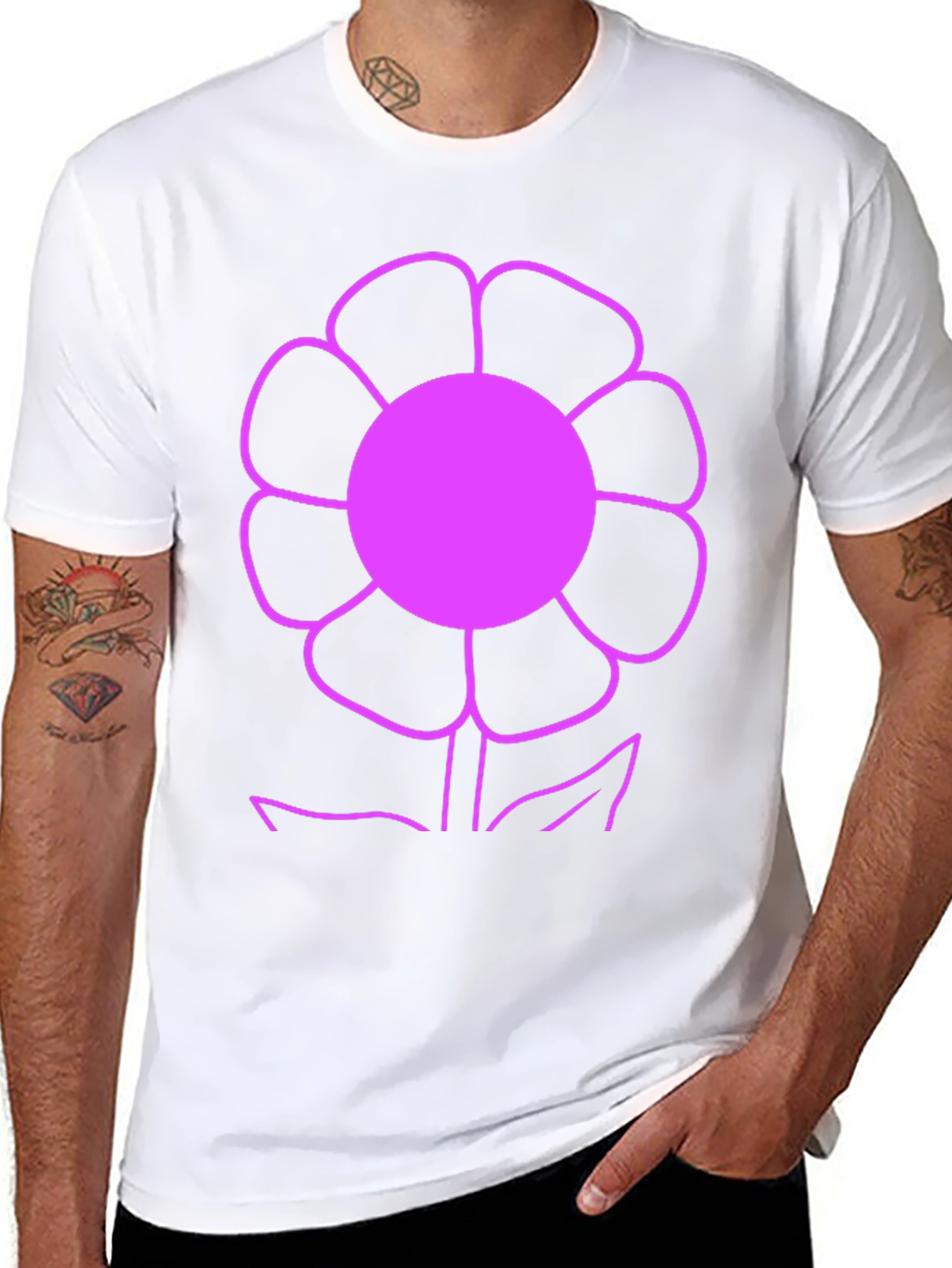 Vibrant Flower Graphic Tee - Black