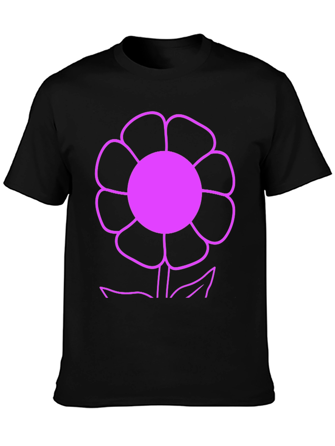 Vibrant Flower Graphic Tee - Black
