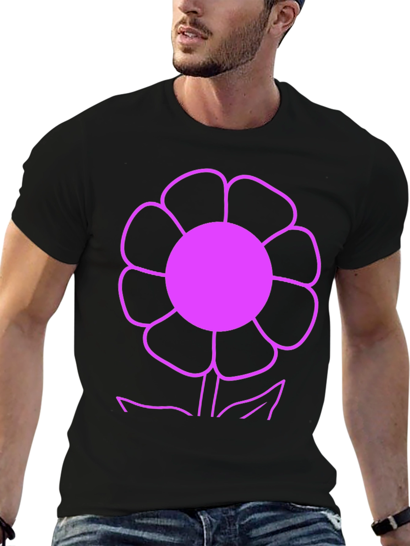 Vibrant Flower Graphic Tee - Black