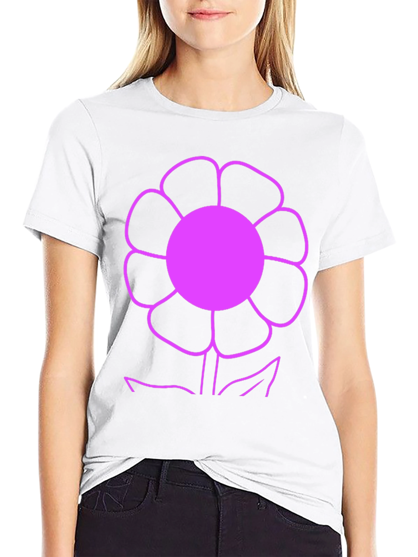 Vibrant Flower Graphic Tee - Black