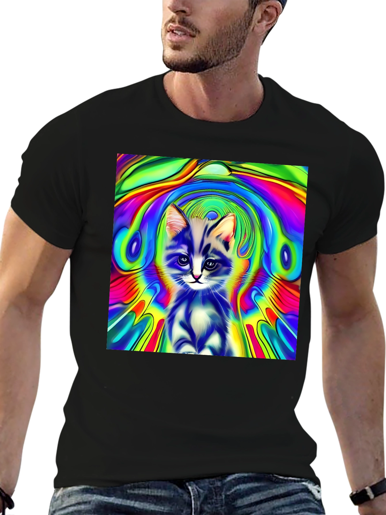 Psychedelic Kitten Graphic Tee