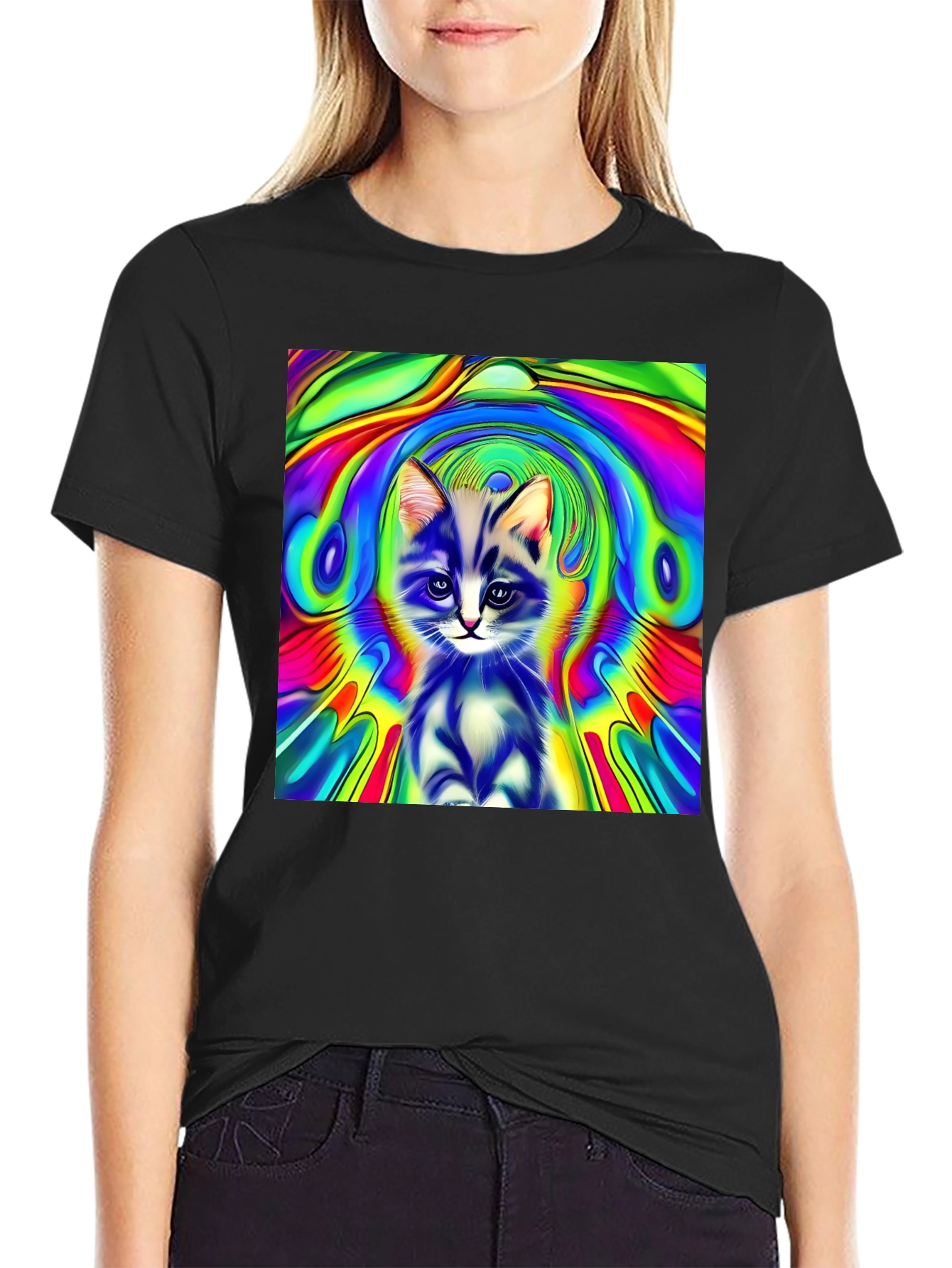 Psychedelic Kitten Graphic Tee