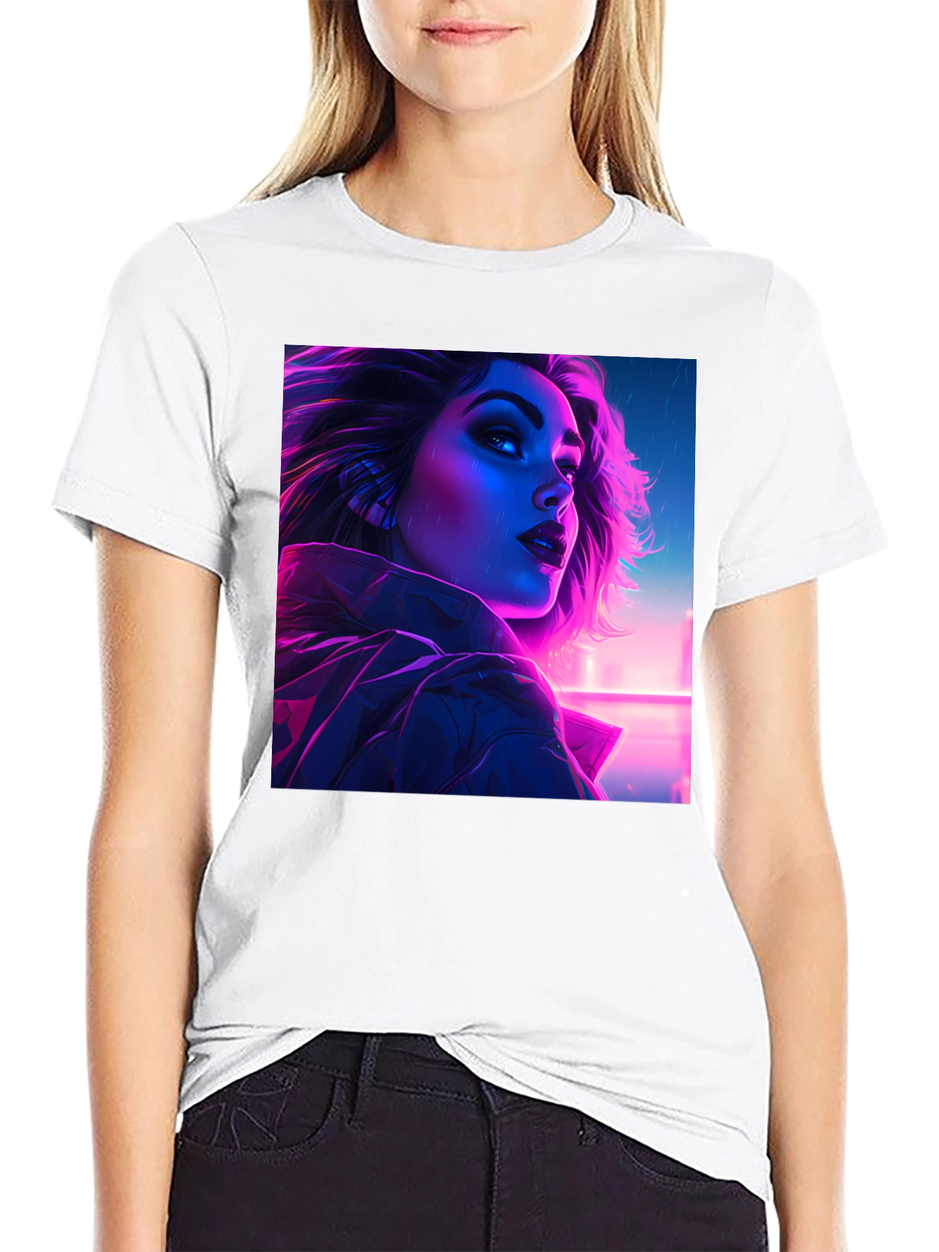 Cyberpunk Woman Portrait Graphic Tee