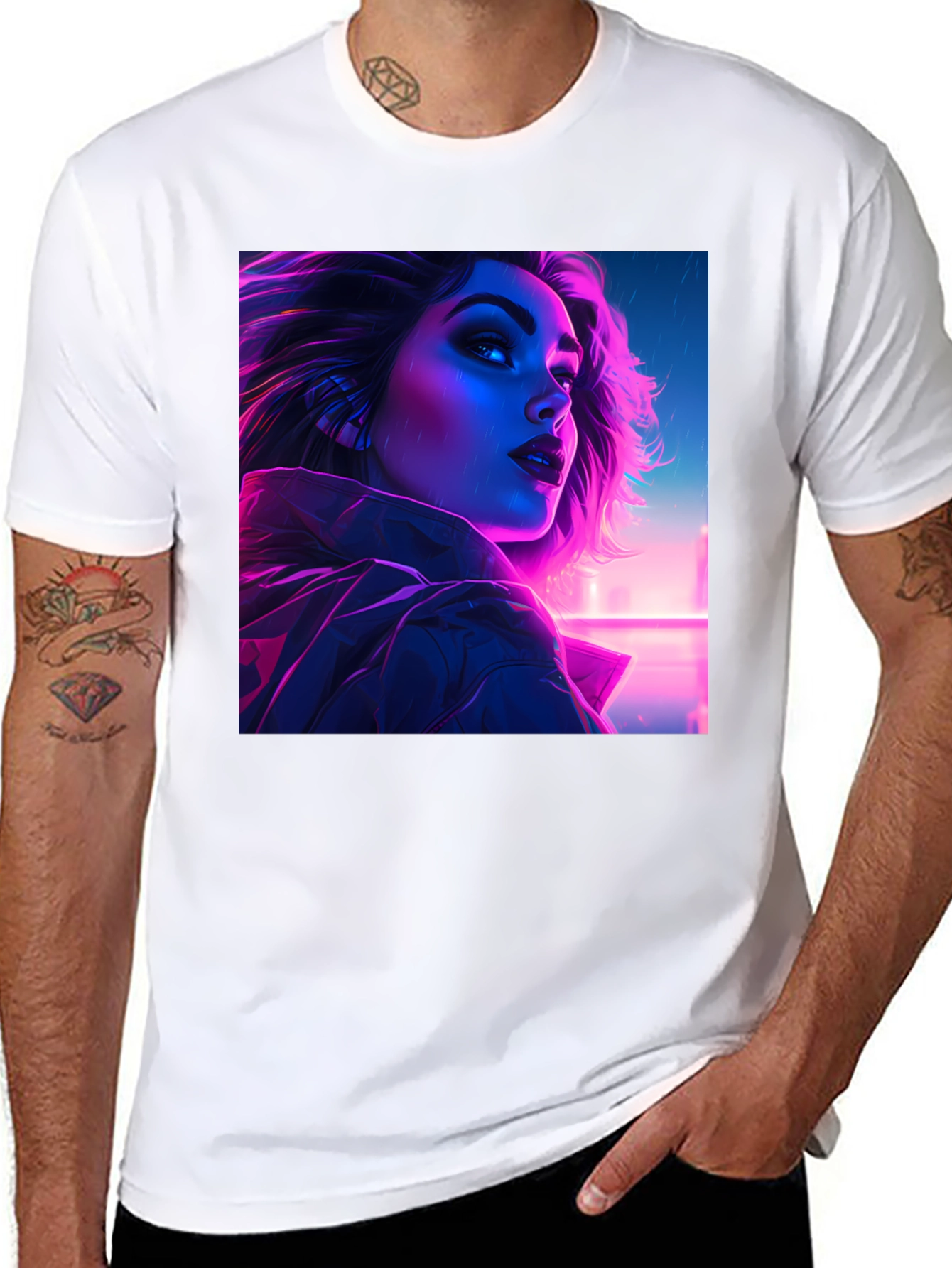 Cyberpunk Woman Portrait Graphic Tee