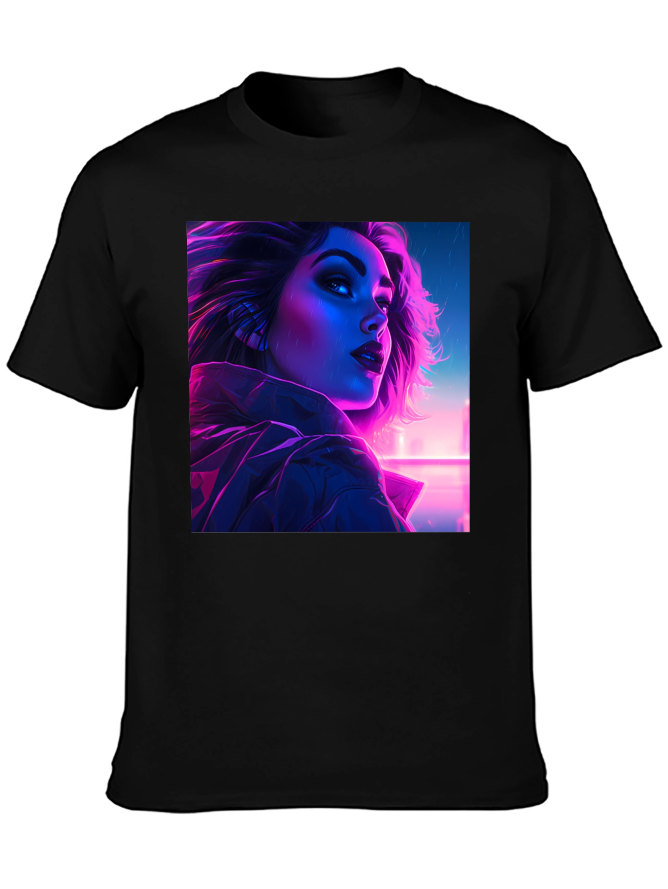 Cyberpunk Woman Portrait Graphic Tee