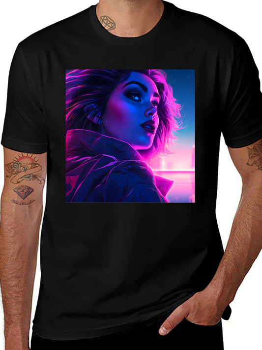 Cyberpunk Woman Portrait Graphic Tee