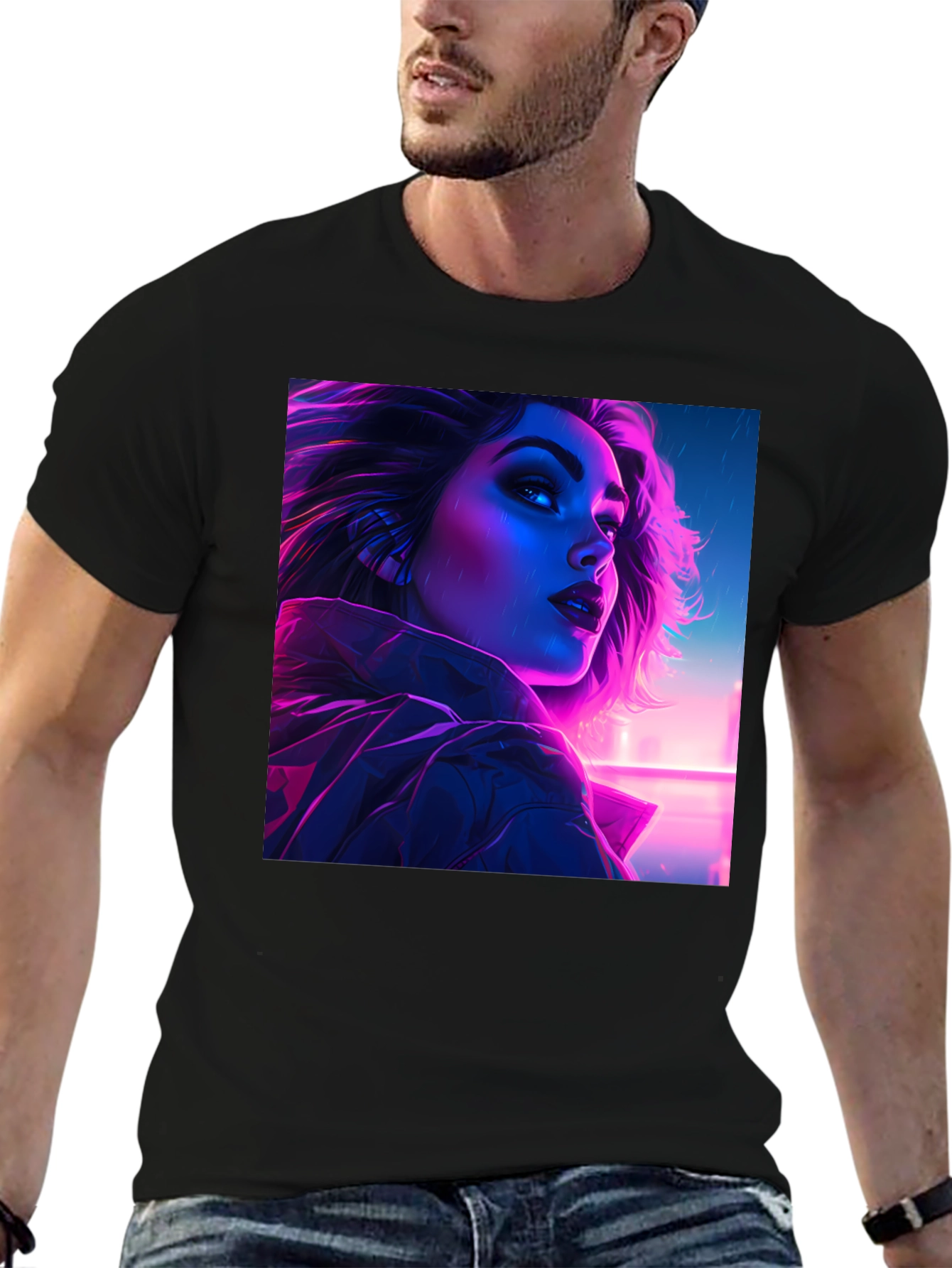 Cyberpunk Woman Portrait Graphic Tee