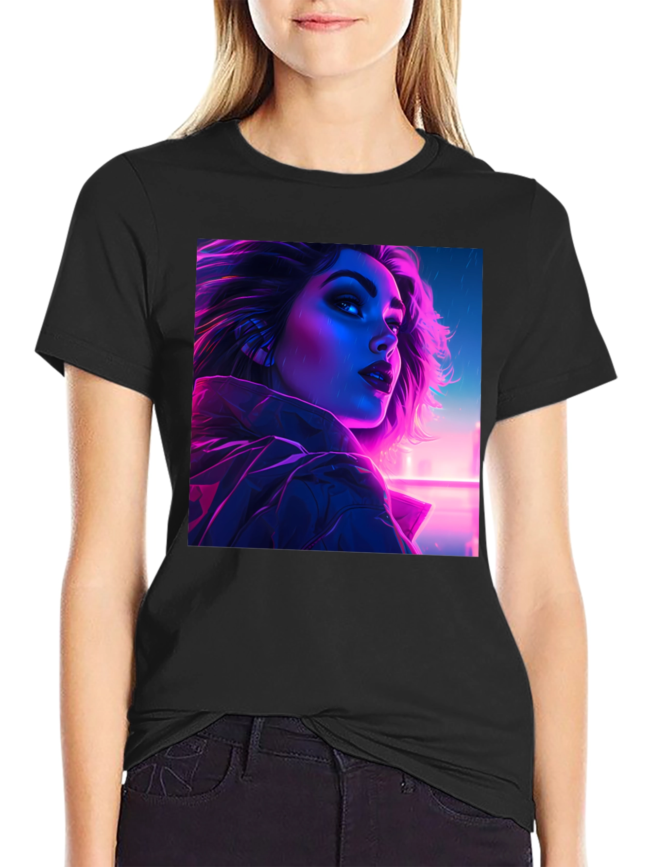 Cyberpunk Woman Portrait Graphic Tee