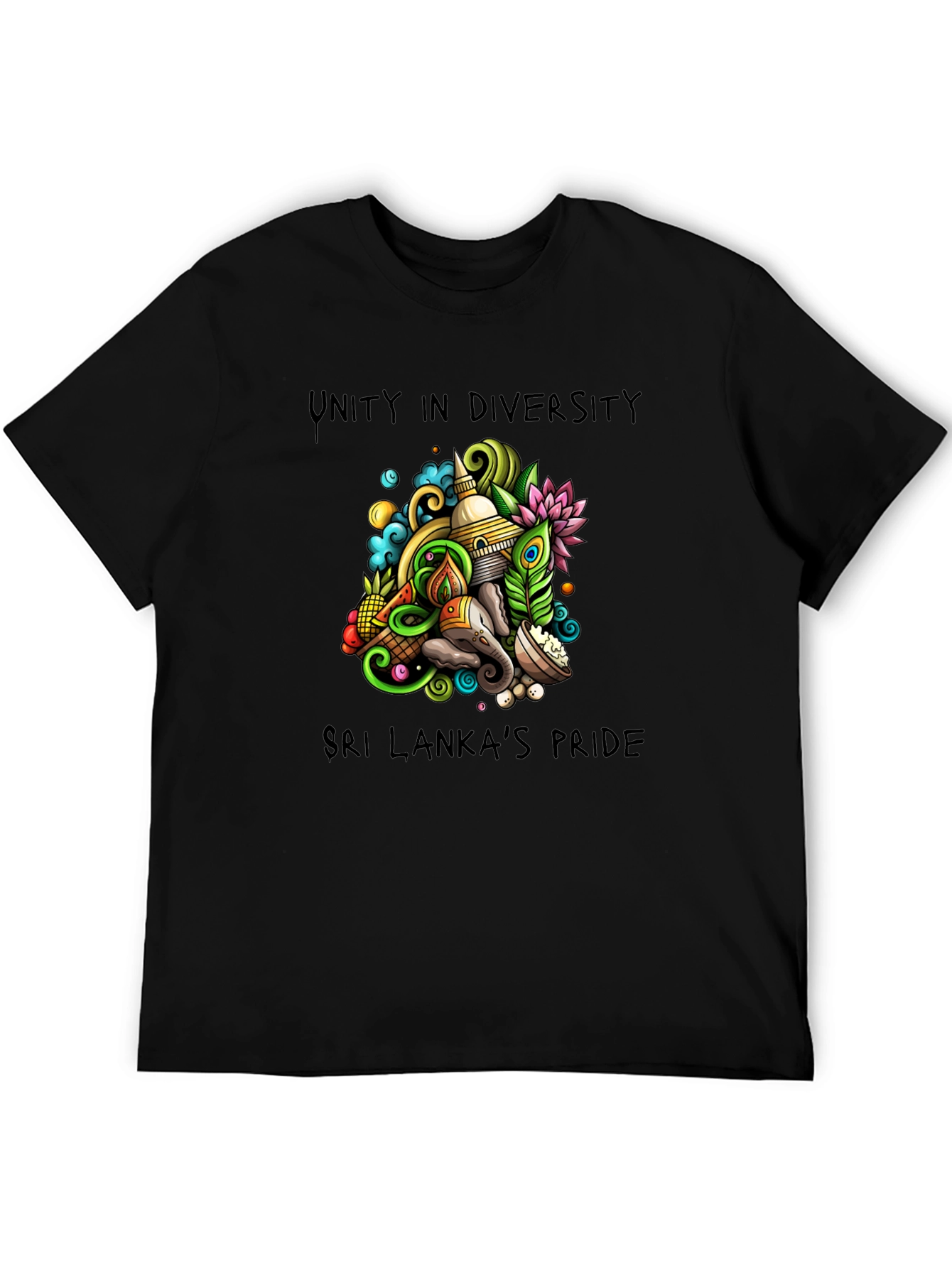 Unity in Diversity Sri Lanka Pride Black T-Shirt