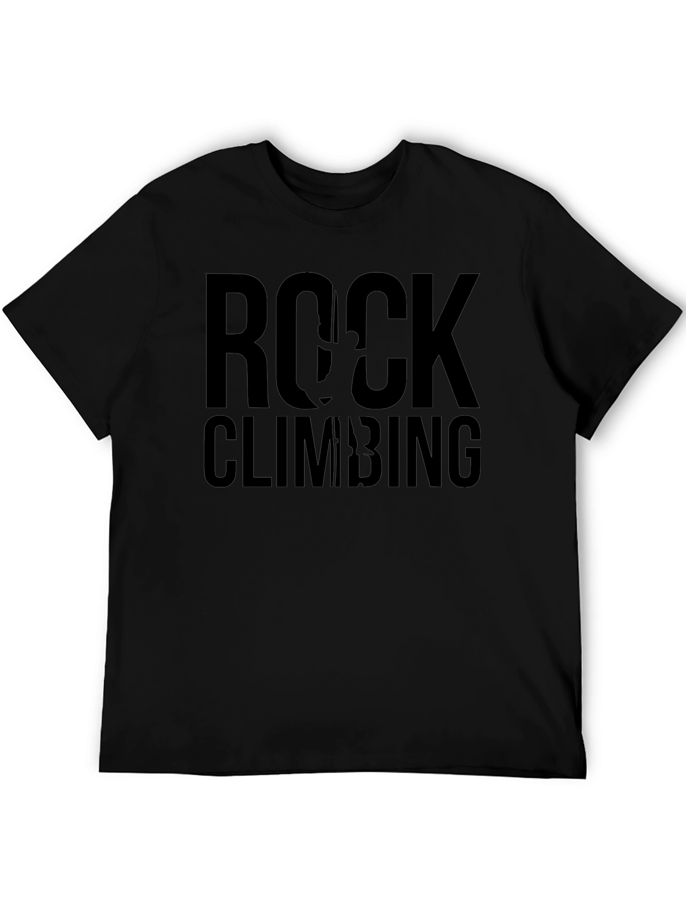 Rock Climbing Graphic Tee - Black Cotton T-Shirt