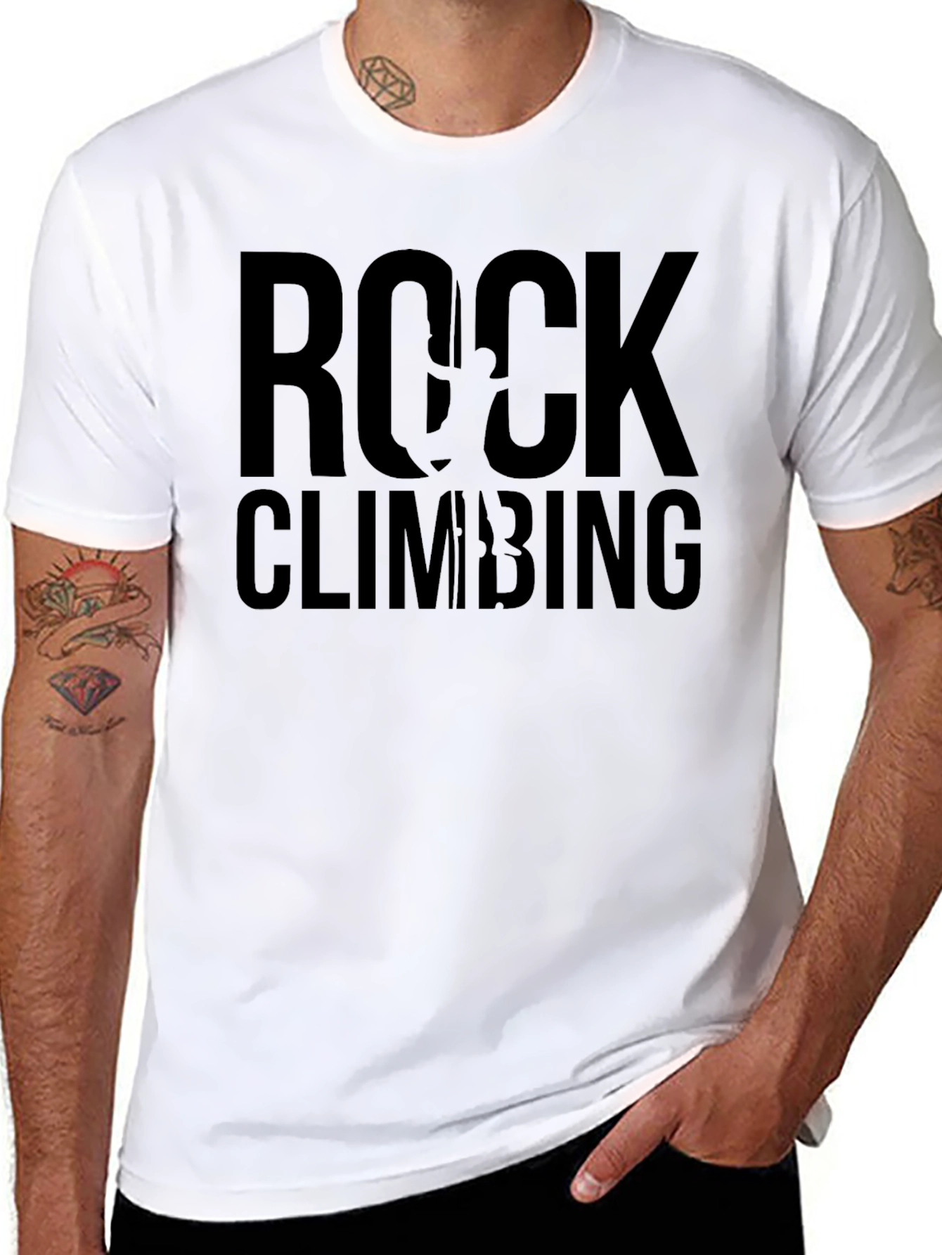 Rock Climbing Graphic Tee - Black Cotton T-Shirt