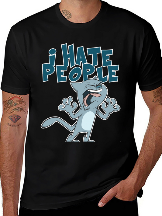 I Hate People Cat Graphic Tee - Unisex Black T-Shirt