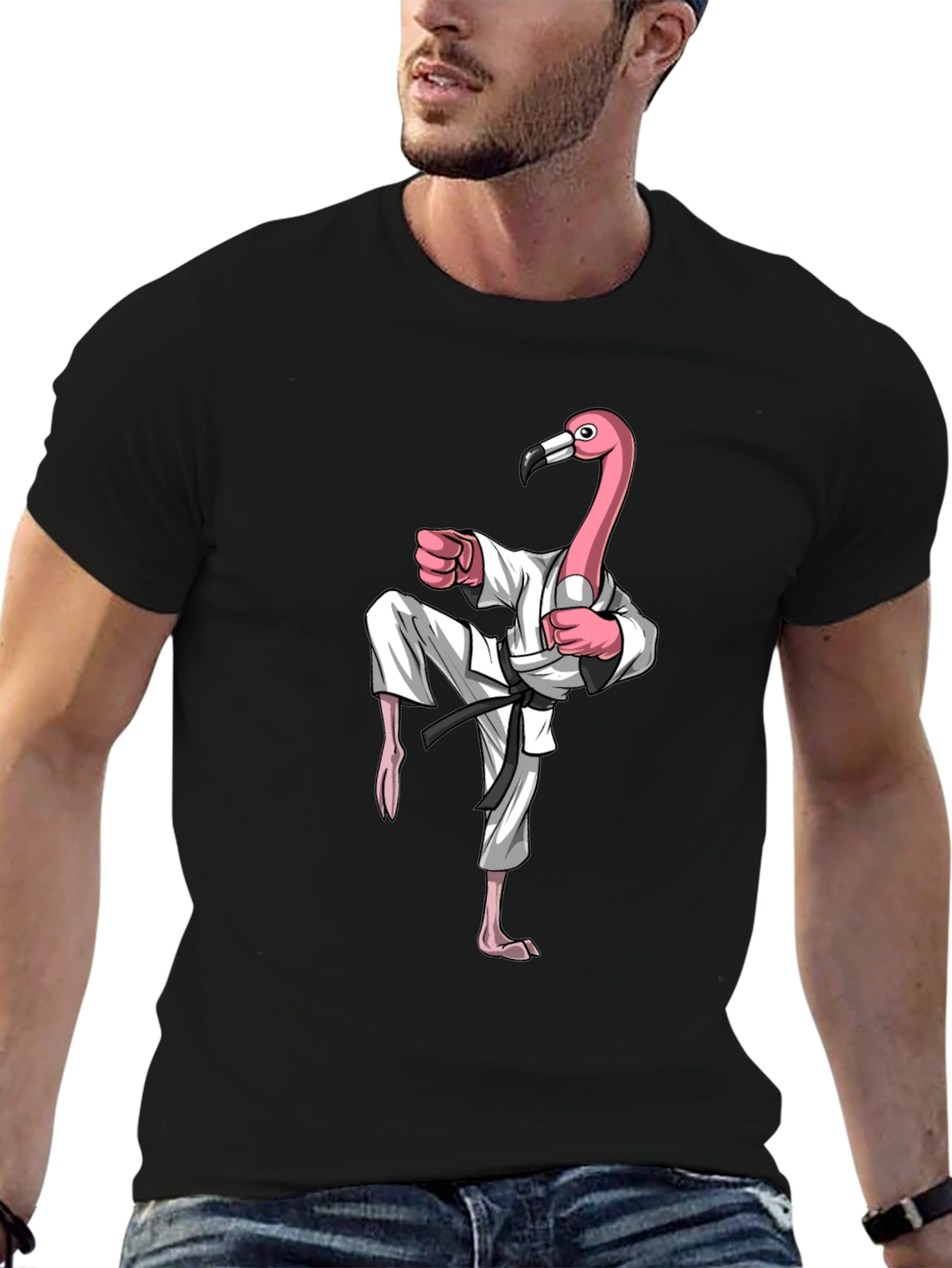 Karate Flamingo Graphic Tee