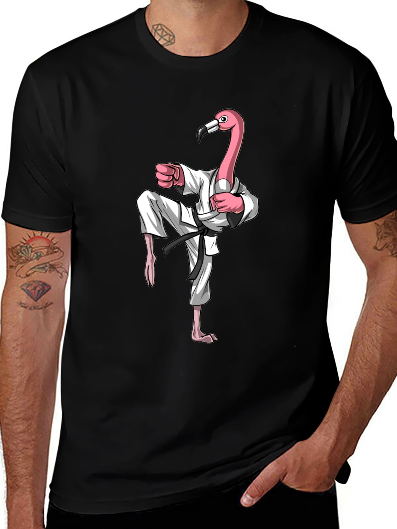 Karate Flamingo Graphic Tee
