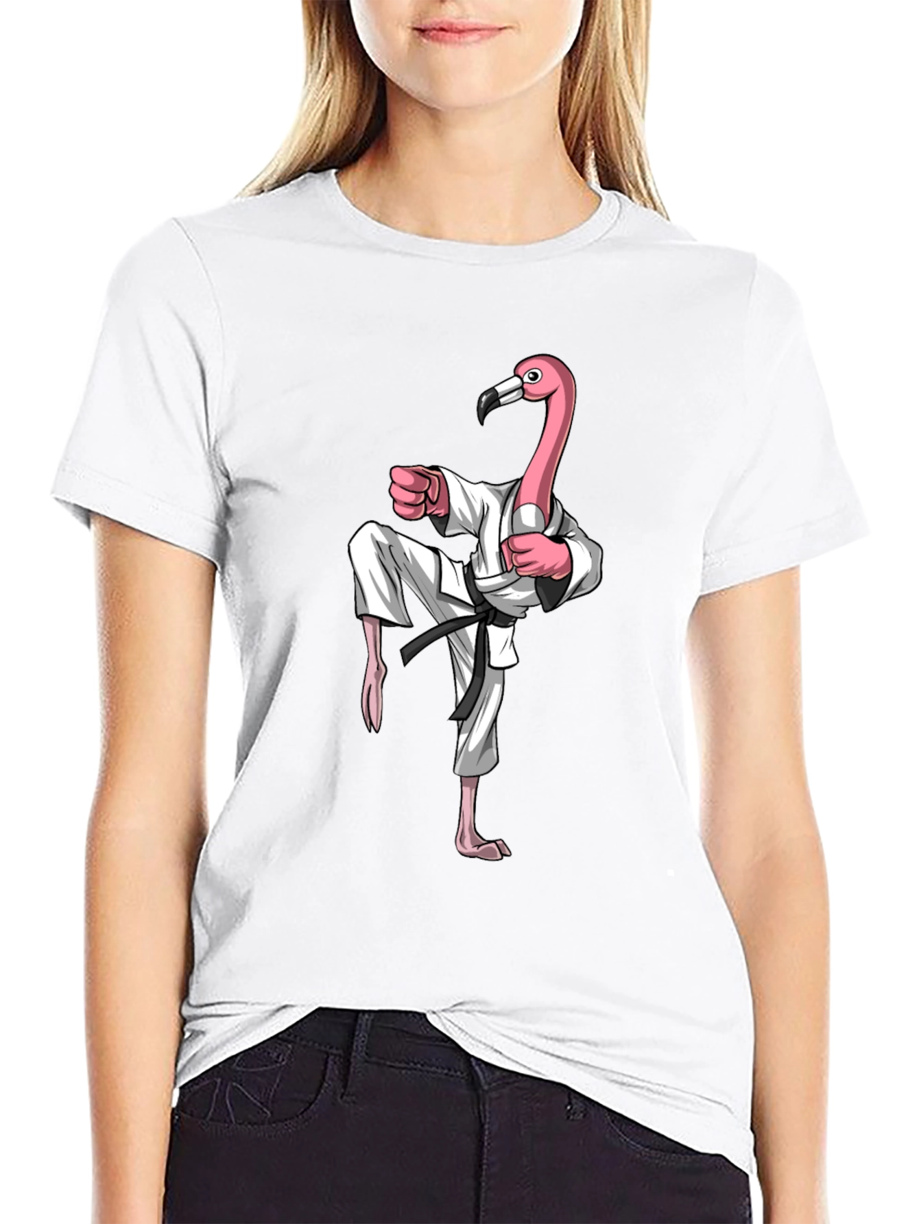 Karate Flamingo Graphic Tee