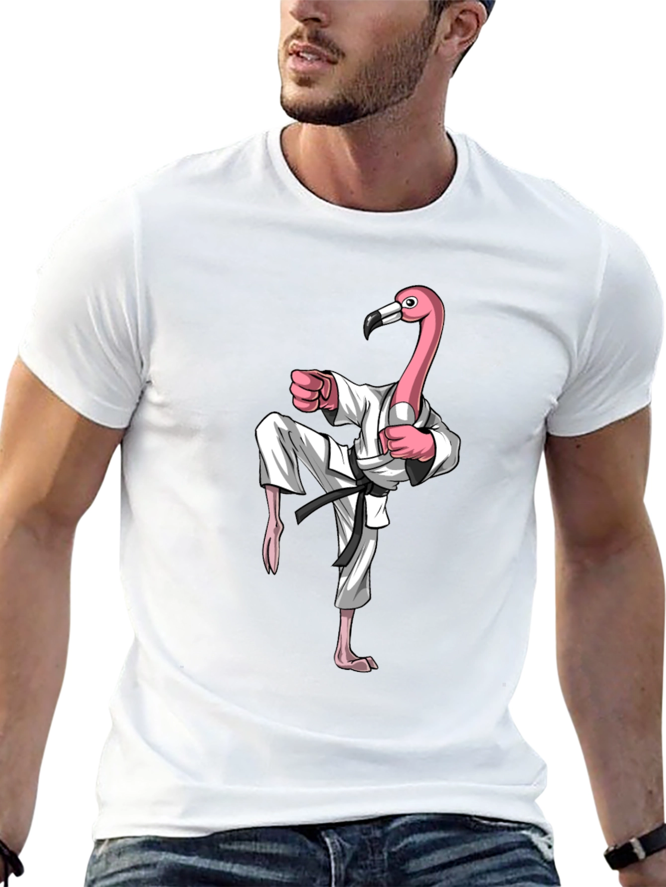Karate Flamingo Graphic Tee