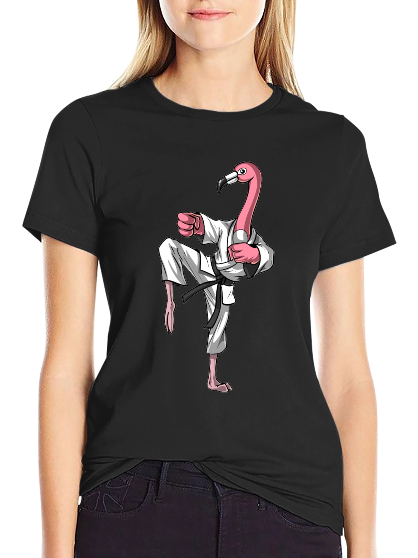 Karate Flamingo Graphic Tee