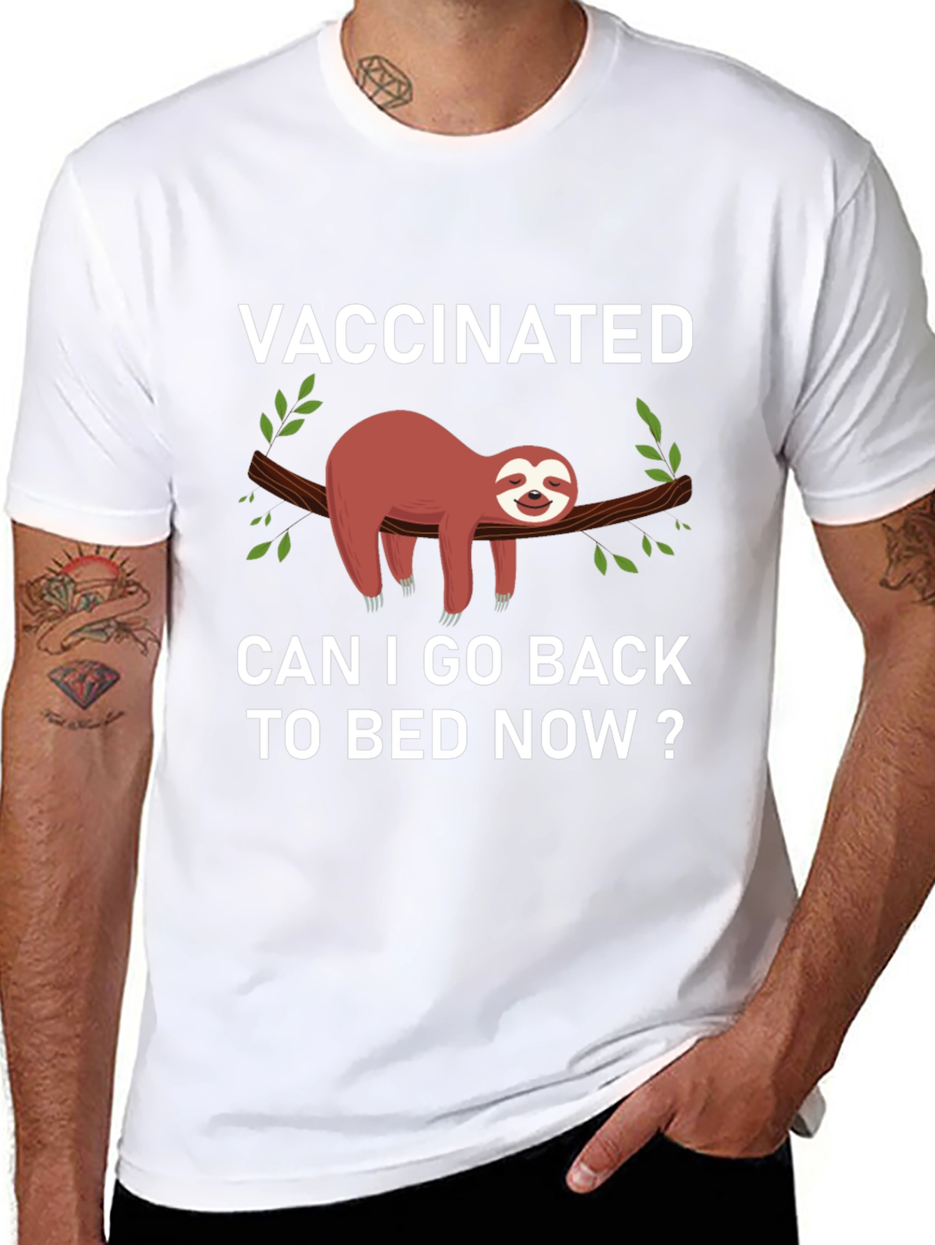 Vaccinated Sloth Graphic T-Shirt: Back to Bed!