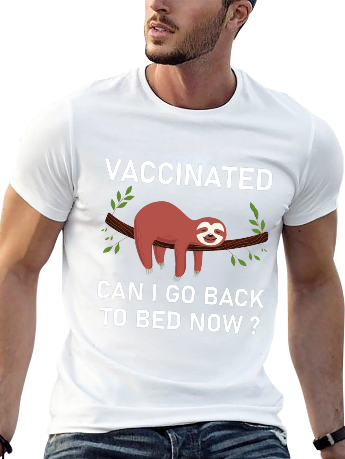 Vaccinated Sloth Graphic T-Shirt: Back to Bed!