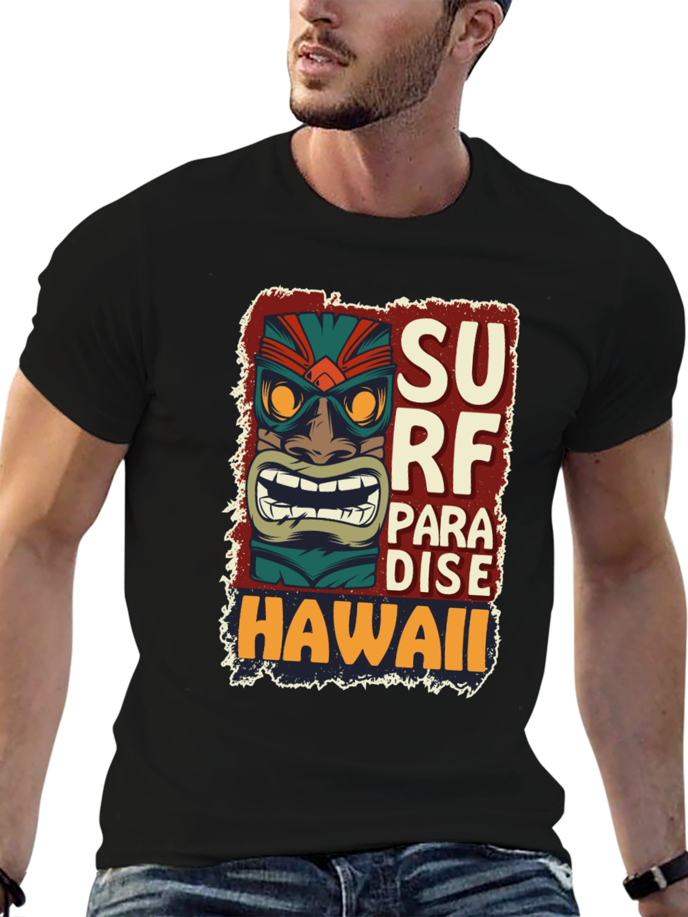 Surf Paradise Hawaii Tee - Unique Tiki Design