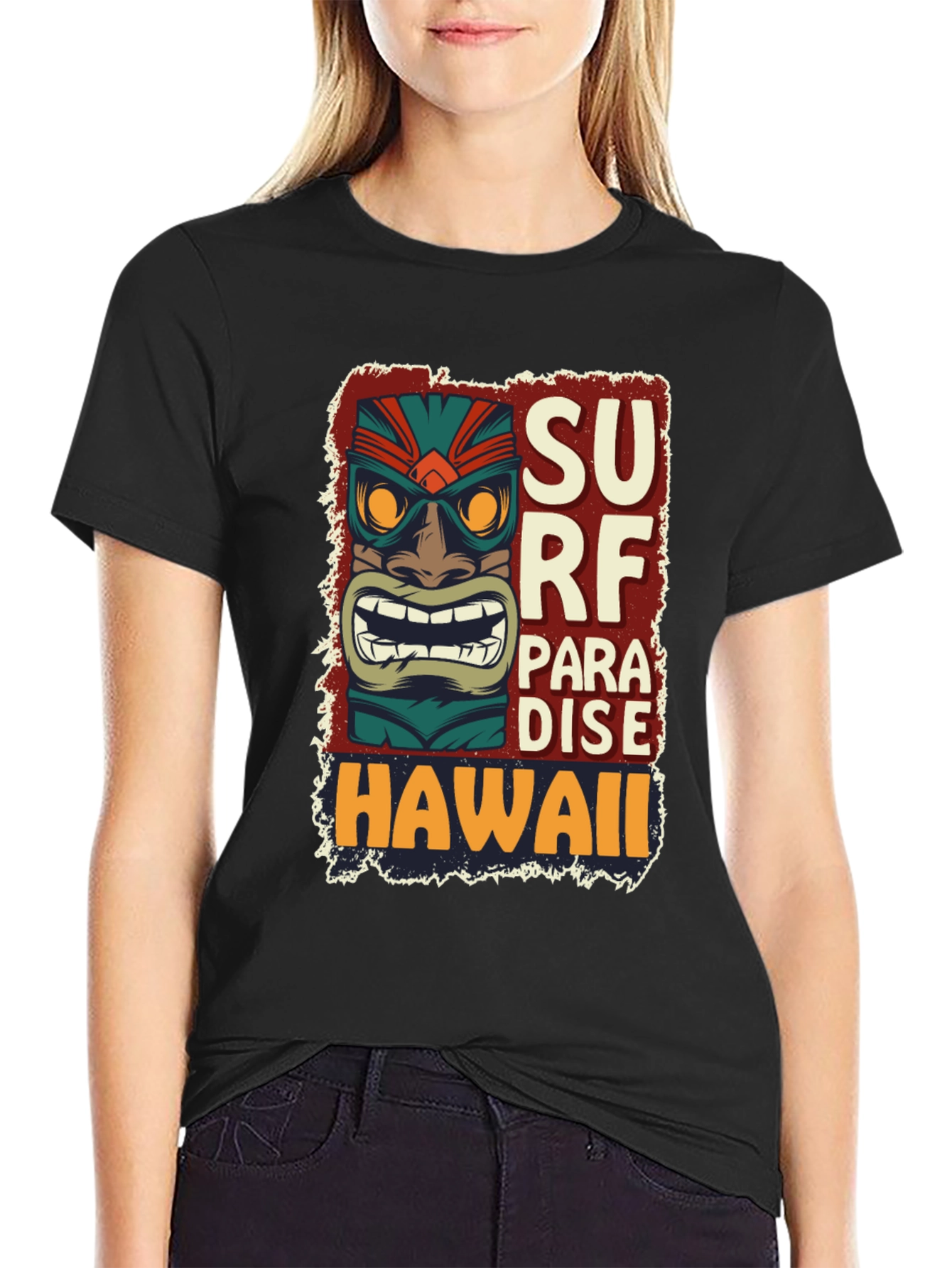 Surf Paradise Hawaii Tee - Unique Tiki Design