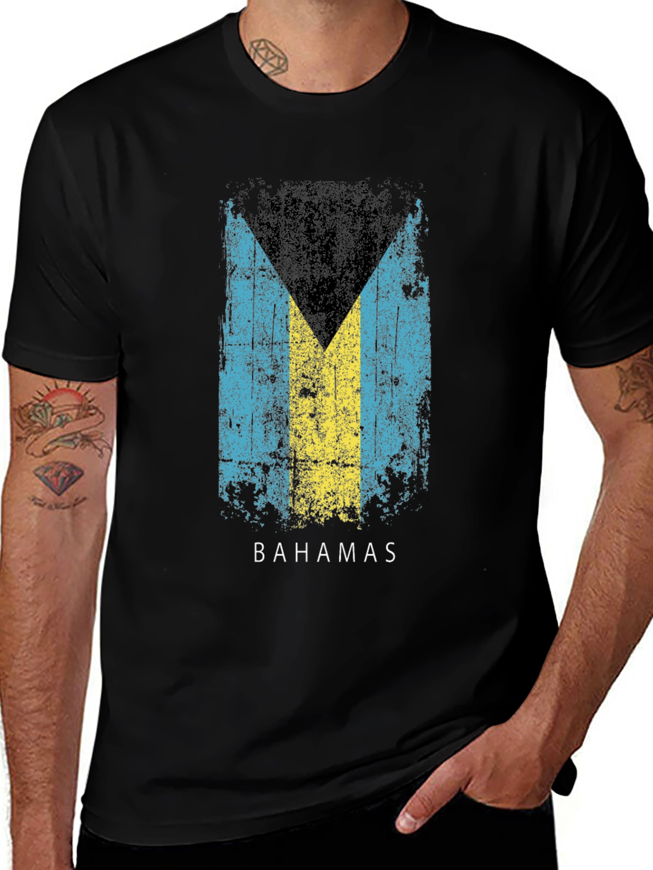 Bahamas Flag T-Shirt - Distressed Print