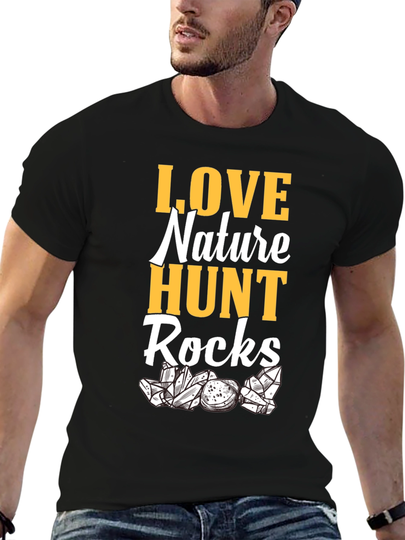 Nature Lovers Graphic T-Shirt: Hunt Rocks Design