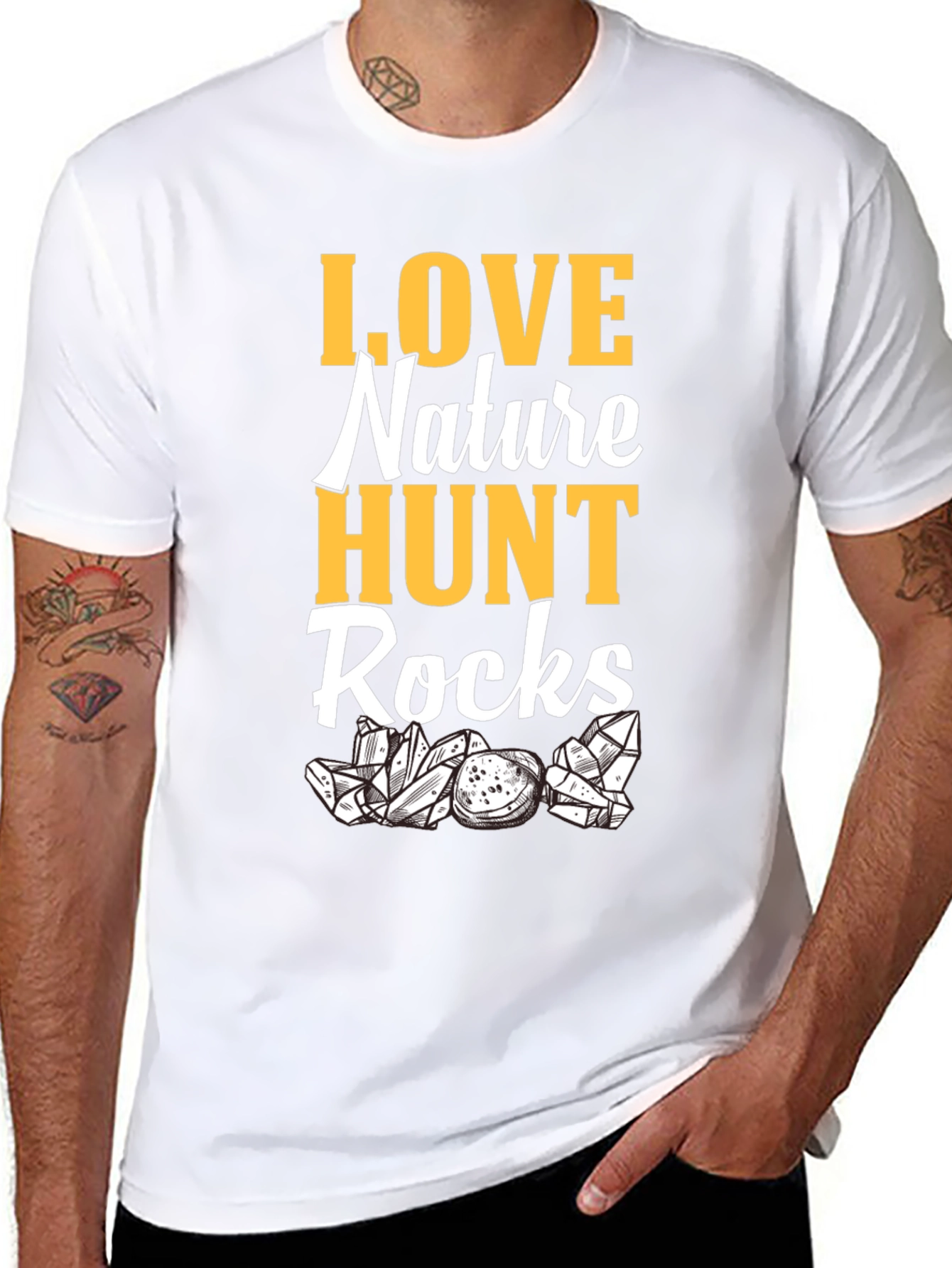 Nature Lovers Graphic T-Shirt: Hunt Rocks Design