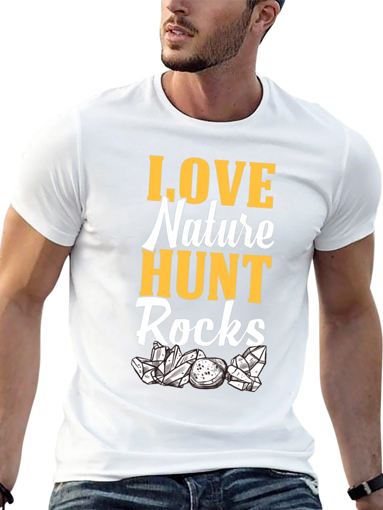 Nature Lovers Graphic T-Shirt: Hunt Rocks Design