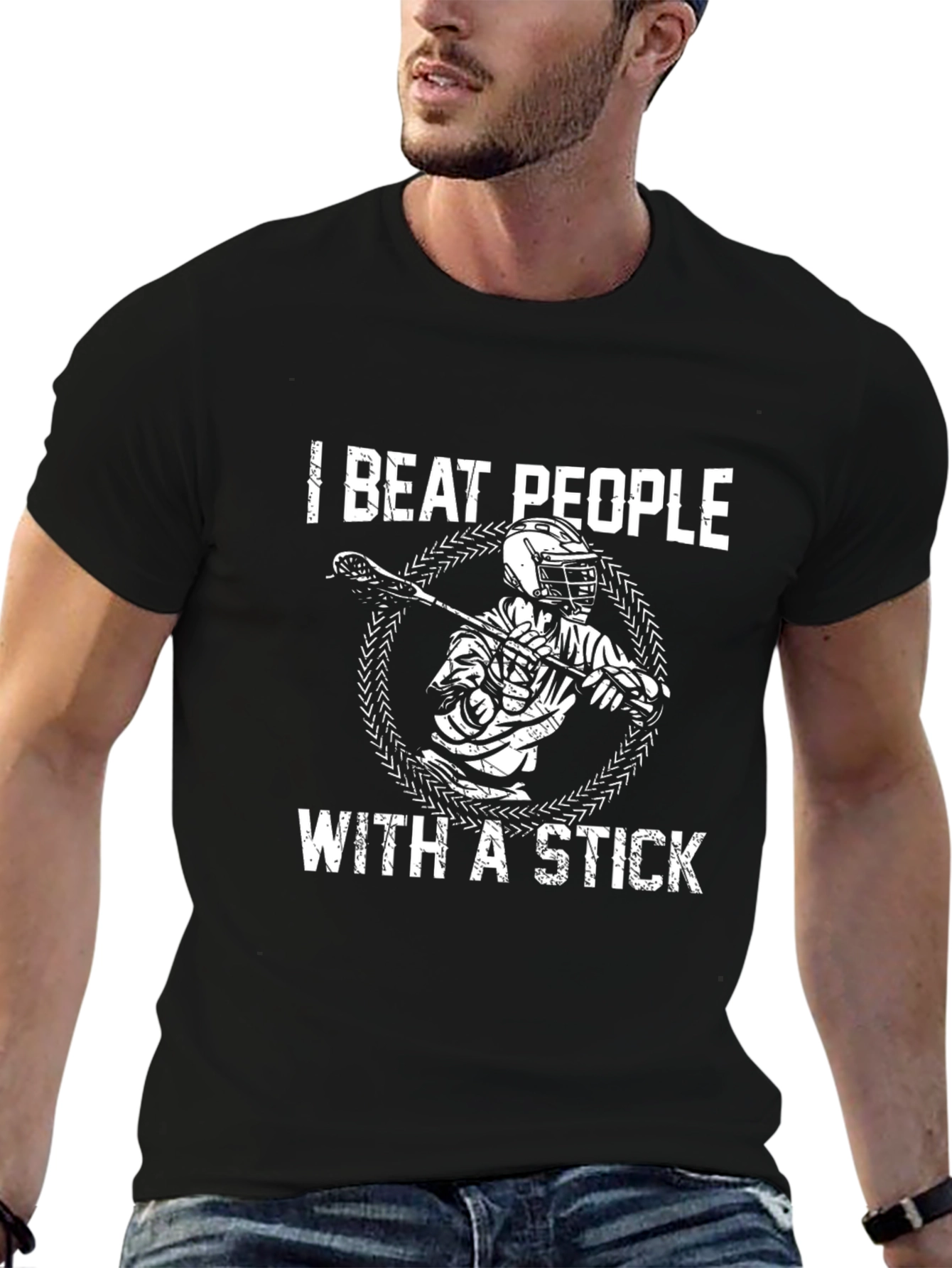I Beat People With A Stick Lacrosse Graphic Tee