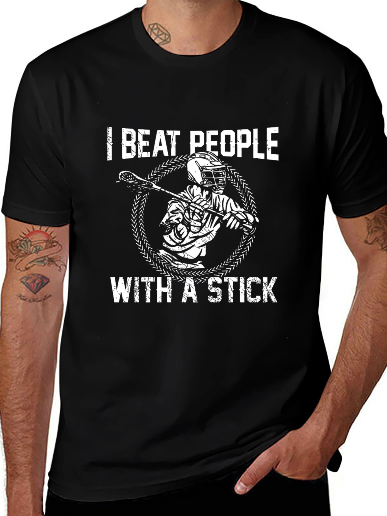 I Beat People With A Stick Lacrosse Graphic Tee