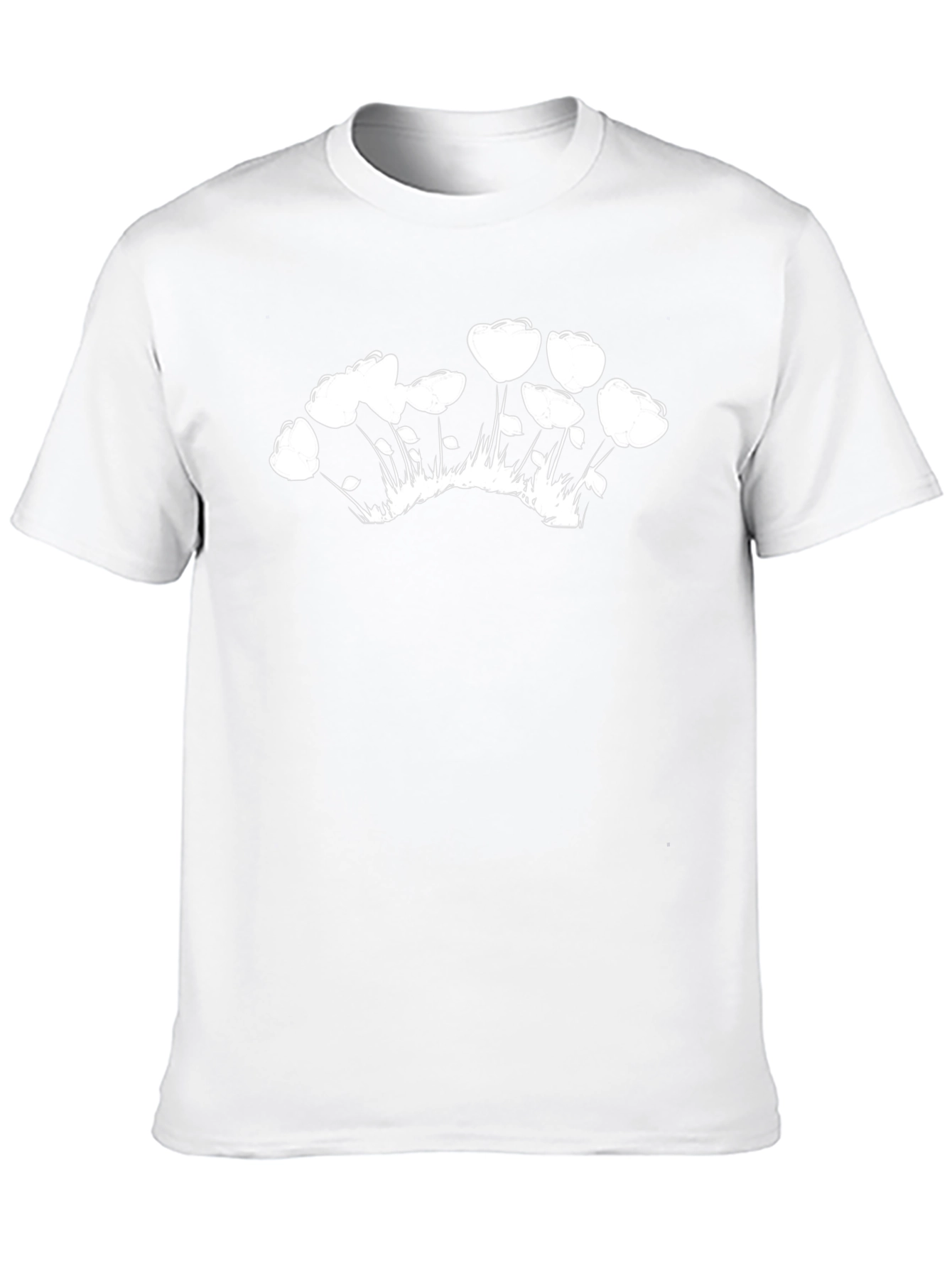 Black Tee with White Floral Graphic