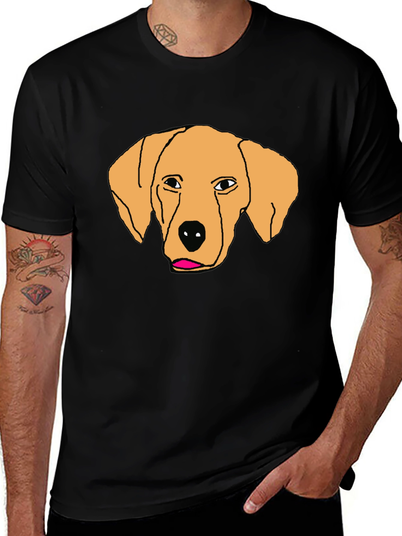 Dog Graphic Black T-Shirt for Casual Wear