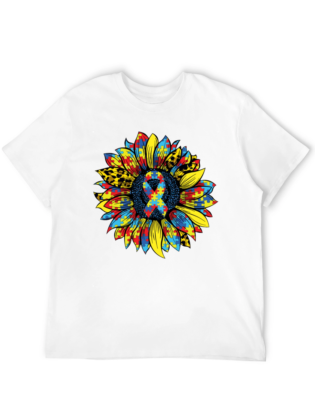 Autism Awareness Sunflower Ribbon Graphic Tee