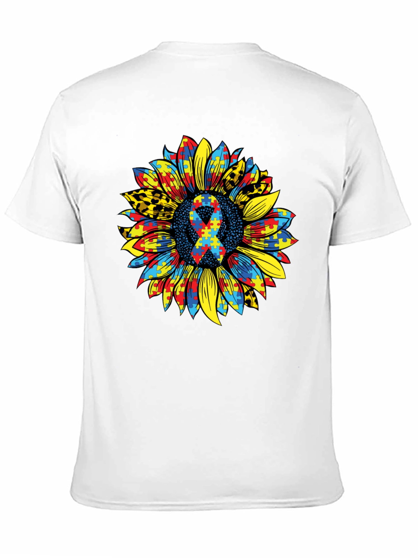 Autism Awareness Sunflower Ribbon Graphic Tee