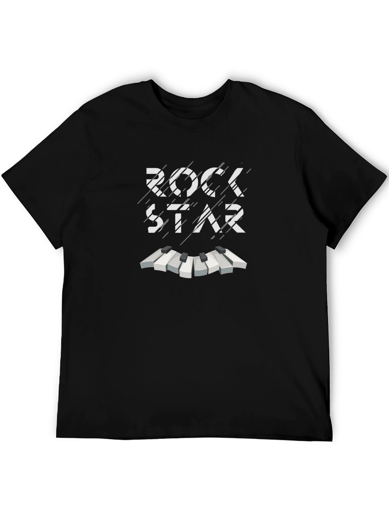 Rock Star Piano Keys Graphic Tee - Black