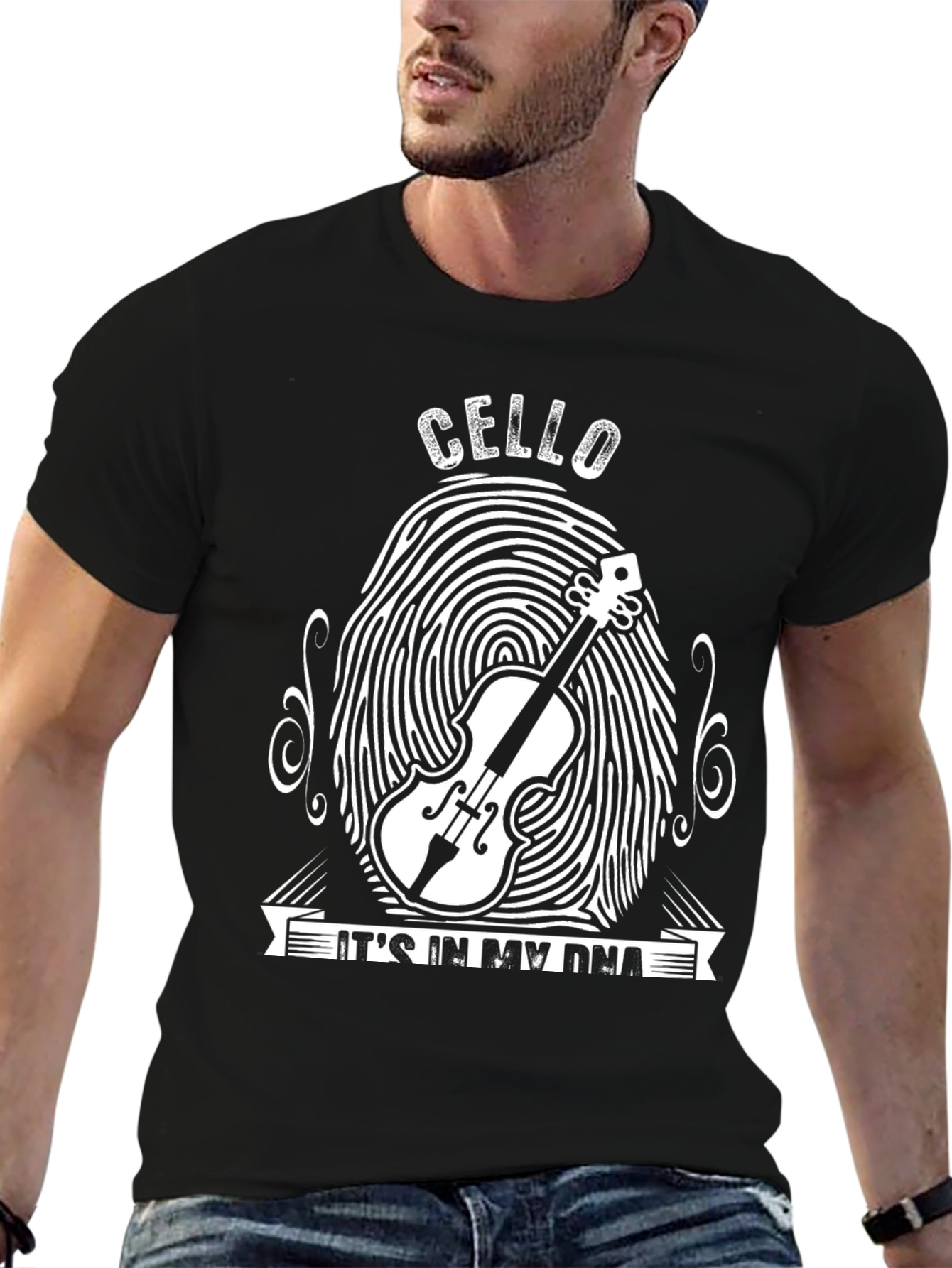 Cello DNA Black Graphic T-Shirt