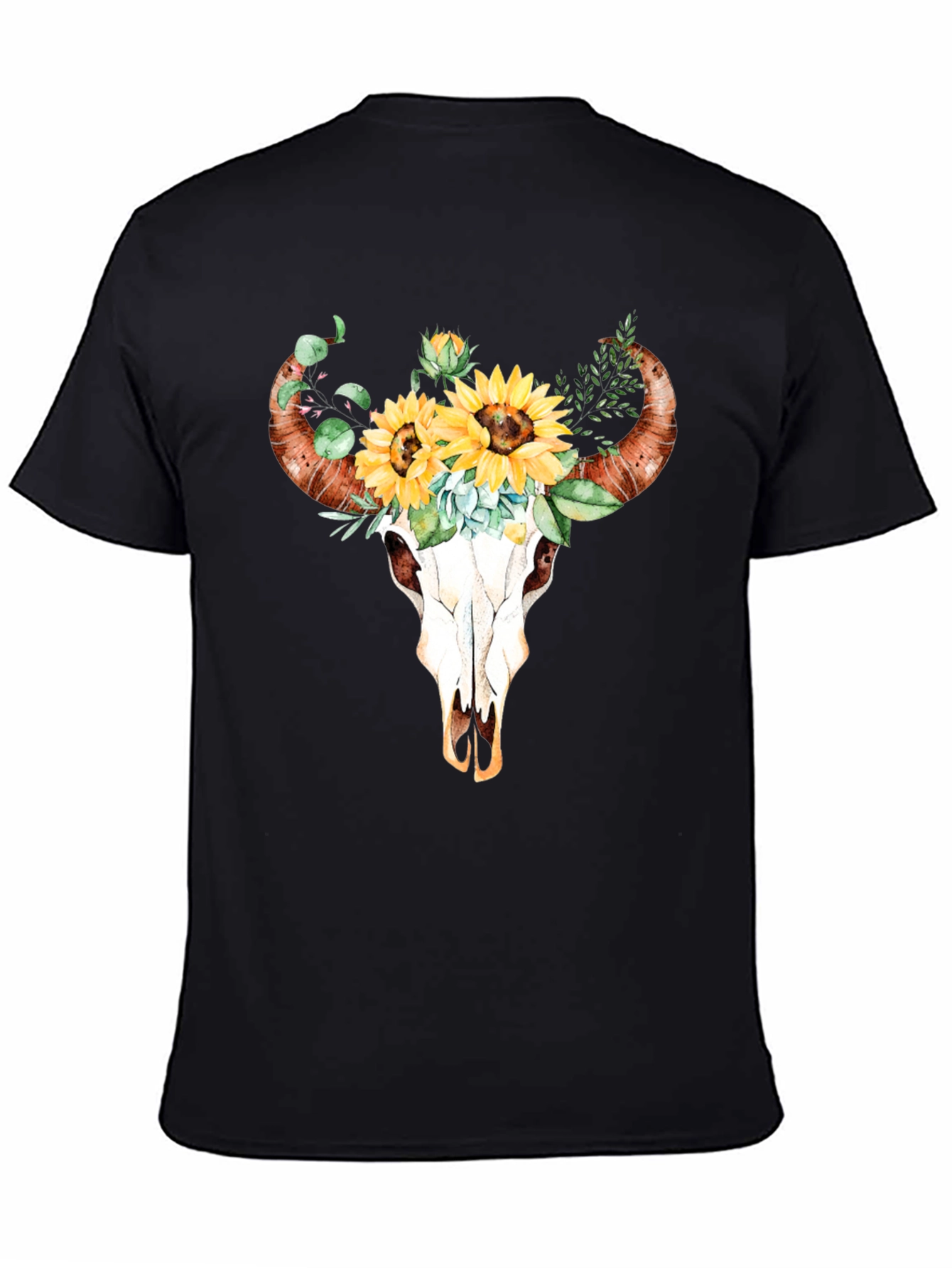 Bull Skull & Sunflower Graphic Tee
